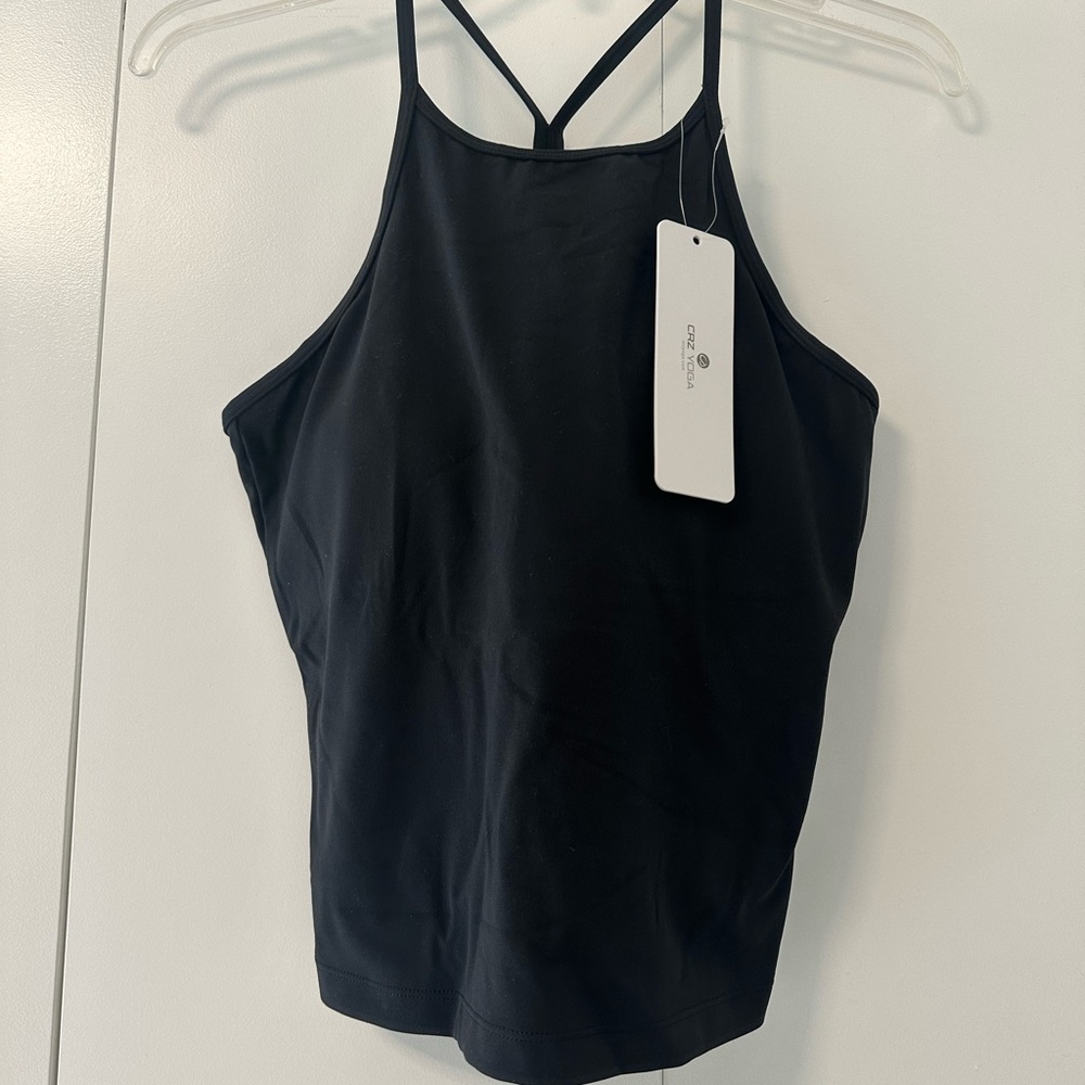 CRZ YOGA Black Fitted Backless Tank Top
